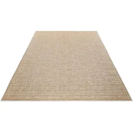 Carpet City Outdoor Teppich Wetterfest Balkon Terrasse Braun 100x200 cm - Meliertes Muster, Flachgewebe, Sisal-Optik, Flachgewebe - Braun