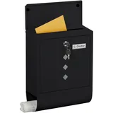 Relaxdays Briefkasten schwarz inkl. Zeitungsfach