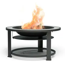 Blumfeldt Merano Circolo Feuerschale - 3-in-1 Feuerschale Mit Grillrost & Tisch, Robuster Stahlrahmen, Terrazzo-Tischplatte, Inkl. Funkenschutz, Hitzeschild &