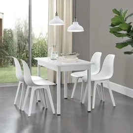 [en.casa] Esszimmerstuhl Brevik Kunststoff Weiß 4er Set