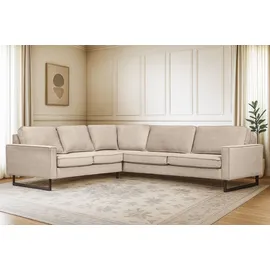 Home Affaire Ecksofa »Pinto, XXL, 250/290 cm, langer Schenkel, Ottomane« Cord, Chenille, Lederoptik, mit Keder, Metallfüße, Wellenunterfederung grau