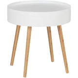 Wenko Beistelltisch Finja, 50721800, Holz, modern, 49,5 x 51,5 cm, Weiß/Natur