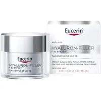 Eucerin Hyaluron-Filler + 3x Effect Tagespflege LSF 15 für trockene Haut 50 ml, Gesichtscreme zur Reduzierung von Falten und feinen Linien, feuchtigkeitsspendende Anti Aging Creme mit Hyaluronsäure