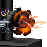 Jayseuw Kaminofen Ventilator - Magnetische Version Ofenventilator wärmebetrieben - Kamin Ventilator - Lüfter für Kaminöfen Holzöfen Öfen - 6 ...