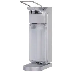 Blanc HYGIENIC Armhebelspender Blanc UNIVERSAL 500ml & 1.000ml mit schwenkbarer Abtropfschale, verschließbar, Seife, Desinfektion... : Farbe - Silber