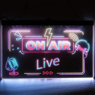 LED Leuchtschild "On Air" - Dekoratives Panel zum Aufhängen für Studio, Streaming, Bar - Stromversorgung über USB - Modernes Design (Wandmontage)