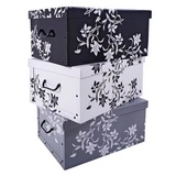 Spetebo Aufbewahrungsbox mit Deckel je 51 x 37 cm - Blumenmuster - Stapelbox aus Pappe mit Griffen 45 Liter - Organizer Storage Box Allzweck