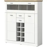 Höffner Barschrank ¦ weiß ¦ Maße (cm): B: 124 H: 140 T: 37.0