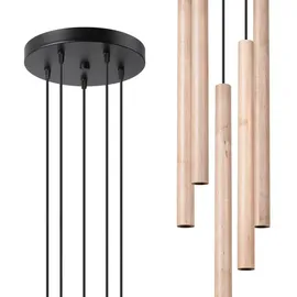 Sollux Lighting Pastelo 5-flg. 25 cm rund Holz beige