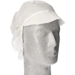 50 `WORK-INN/PS` Kappen mit Schirm und Haarnetz, Vlies Ø 30 cm weiss