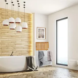 Mobili Rebecca Rebecca Wäschekorb, mit Deckel Bambus Mdf weiß Holzwerkstoff, 30x55x30 cm, Ordnen - Aufbewahren, Wäschekörbe - Tonnen