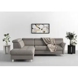 Ecksofa SIT & MORE "Marano L-Form", grau, B:252cm T:216cm, 100% Polyester, Sofas, inklusive Kopfteilverstellung, wahlweise mit Bettfunktion, Bettkasten