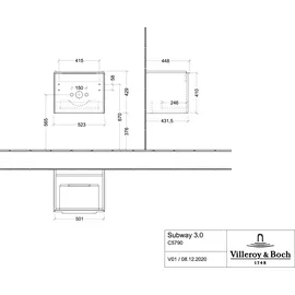 Villeroy & Boch Subway 3.0 Waschbeckenunterschrank, 1 Auszug, C57900VF,