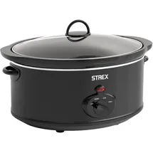 strex Schongarer Slowcooker 6.5L - Herausnehmbarer Keramik-Innenbehälter - Warmhaltefunktion - Slow Cooker - Schwarz