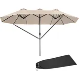 Tectake tectake® Sonnenschirm, 460 x 270 cm, stufenlos höhenverstellbar, UV-Schutz 50+, inklusive Windsicherung und Schutzhülle