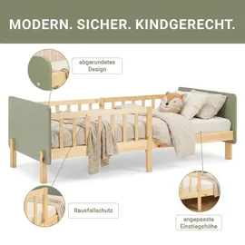 Homestyle4u Kinderbett 90 x 200 cm Kiefer massiv lackiert Grün