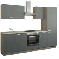Küchenzeile mit Elektrogeräten  Aachen , grau , Maße (cm): B: 270