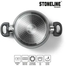STONELINE® CERAMIC Kochgeschirr-Set, 6-tlg. mit Glasdeckeln, Antihaftbeschichtung, Induktion geeignet