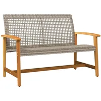 VidaXL Gartenbank Grau 112 cm Poly Rattan und Akazienholz