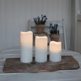 MARELIDA LED Kerzenset Paul - flackernde LED - Batteriebetrieb - Timer Fernbedienung für Außen 3er Set