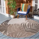 SANAT Outdoor Teppich Wetterfest - Outdoorteppiche für den Innen und Außenbereich, Balkon Teppich Wasserabweisend, Strapazierfähige Teppiche für Terrasse Garten und Wohnzimmer, Beige 120 cm Rund