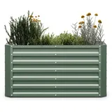 Blumfeldt High Grow Straight Hochbeet 120x60x60cm Stahl-Wellblech einfacher Aufbau rost- und frostsicherDunkles Moosgrün