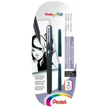 Pentel XGFKP/FP10 - Pocket Brush Blister-Pack Pinselstift mit 2 Patronen, schwarz