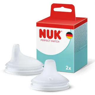 NUK Perfect Match Lernflaschensauger | Ab 6 Monaten | Auslaufsichere Trinklernaufsätze | Silikon | 2 Stück