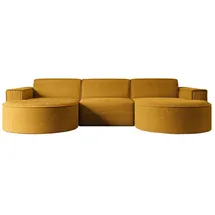 altdecor Ecksofa in U-Form Corner Sofa Bett Eckcouch Couch L-Form Wohnlandschaft Cauchsofa MARI-U1-299x165x78 cm Senfgelb