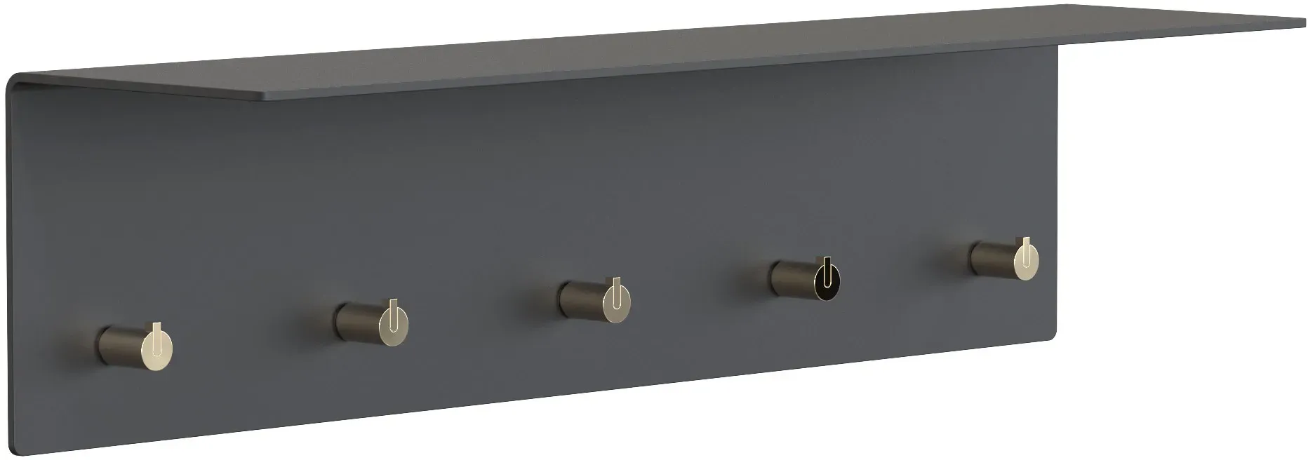 frost UNU Wandgarderobe 4002 mit 5 Haken schwarz matt/kupfer poliert - schwarz matt