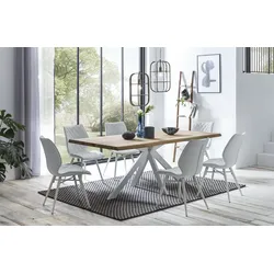 Esstisch HOME AFFAIRE "Tristan natur", beige (natur, weiß, natur), B:200cm H:77cm T:100cm, Tische, mit echter Baumkante
