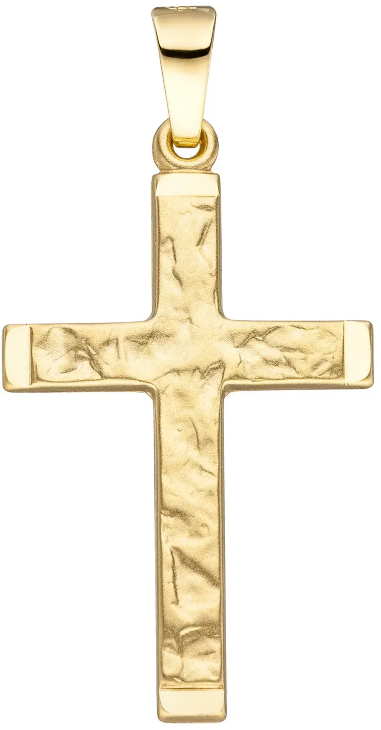 Kreuz-Anhänger JOBO "Anhänger Kreuz", gelb (gelbgold 585), Schmuckanhänger, Damen, Gelbgold 585, 585 Gold