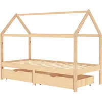 vidaXL Kinderbett mit Schubladen Kiefer 90 x 200 cm massiv braun