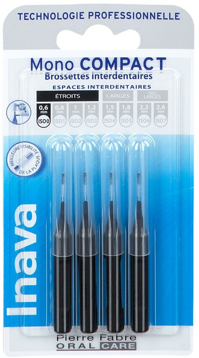 Inava Mono Compact Interdentalbürsten Schmal Schwarz