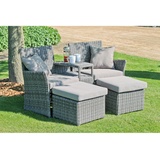 Doppelsessel Relaxsessel Gartensessel Balkonsessel Set grau braun