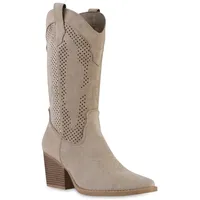 Stiefelparadies Damen Cowboystiefel in Khaki