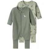 Name It Baby - Jungen Nbmnightsuit 2P ZIP FF GREEN DINO Noos (Packung, 2 tlg.), Gr. 50