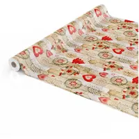 ANRO Tischdecke Weihnachtstischdecke abwaschbar Wachstischdecke Christmas Rot Beige 2000x140cm