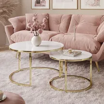 lookway Couchtisch CIRI Glass 2in1 CHROME gold