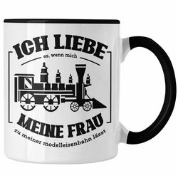 Trendation Tasse Lustige Modelleisenbahn Tasse Geschenk für Eisenbahner schwarz