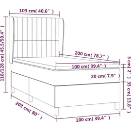 vidaXL Boxspringbett 100 x 200 cm Hellgrau