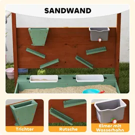 aiyaplay Sandkasten mit Abdeckung Massivholz Kinder Sandbox mit Sitzbänken