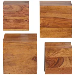 KADIMA DESIGN 4er Set Wandregale MUMBAI Massivholz Sheesham Holzregal Landhaus-Stil Hängeregal 25cm und 20cm Echt-Holz