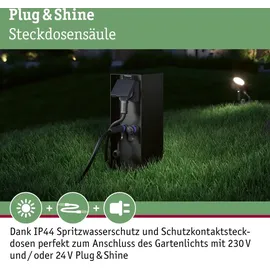 Paulmann Steckdosensäule Rio Dämmerungssensor IP44 Anthrazit