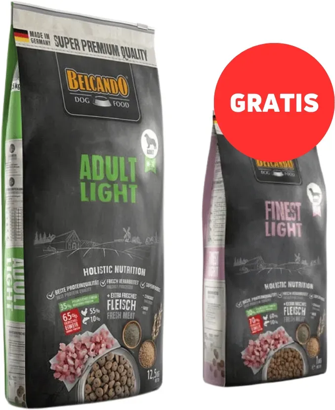 BELCANDO Adult Light M-XL 12,5 kg Trockenfutter für Hunde mit geringer Aktivität + 1 kg Futter GRATIS