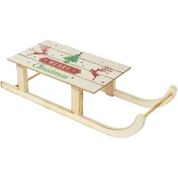 ECD Germany LED Schlitten Weihnachtsschlitten Holzschlitten Winterdeko Timer Dekofigur 60 cm
