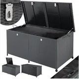 CASARIA Casaria® Gartenbox XXL Polyrattan Wetterfest 625L UV-beständig Griffe Rollen Gasdruckfeder Garten Wintergarten Auflagenbox Kissenbox 150x77cm Schwarz