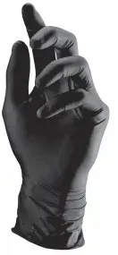 Semperguard® Nitrile Style Einmalhandschuhe, puderfrei, schwarz, Hautfreundliche Nitrilhandschuhe mit hohem Tragekomfort, 1 Packung = 100 Stück, Größe XL