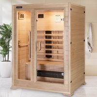 Hecht premium Infrarotkabine Sauna mit Keramikstrahler und Innenbeleuchtung für 2 Personen – 120x100x190 cm - Infrarotsauna mit MP3-Player