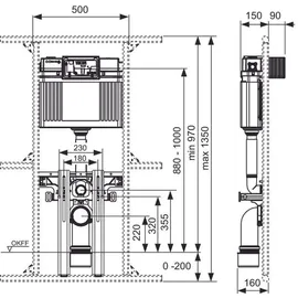 TECE TECEprofil WC-Anschlusseinheit mit Uni-Spülkasten, zum Einbau in TECEprofil Tragwerk, 9041306